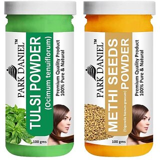 PARK DANIEL Pure & Natural Tulsi Powder & Methi Powder Combo Pack of 2 Bottles of 100 gm (200 gm ) (200 ml) PARK DANIEL Pure & Natural Tulsi Powder & Methi Powder Combo Pack of 2 Bottles of 100 gm (200 gm ) (200 ml)