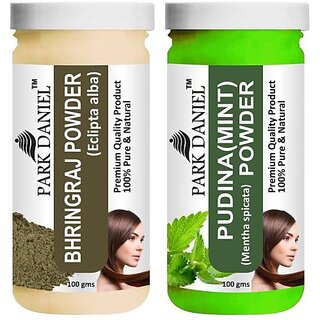                       PARK DANIEL Pure & Natural Bhringraj Powder & Pudina(Mint)Powder Combo Pack (200 ml)                                              