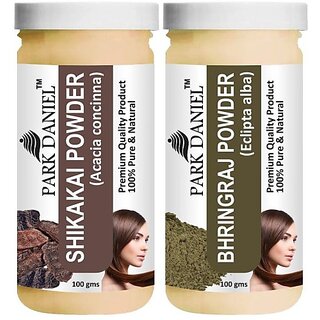                       PARK DANIEL Pure & Natural Shikakai Powder & Bhringraj Powder Combo Pack of 2 Bottles of 100 gm (200 gm ) (200 g)                                              