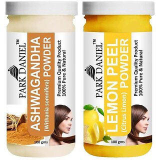                       PARK DANIEL Premium Ashwagandha Powder & LemonPeel Powder Combo Pack of 2 Jars of 100 gms(200 gms) (200 g)                                              