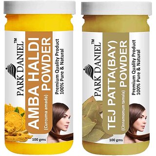                       PARK DANIEL Pure & Natural Amba Haldi Powder & Tej Patta(Bay) Powder Combo Pack of 2 Bottles of 100 gm (200 gm ) (200 g)                                              