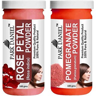                       PARK DANIEL Pure & Natural Rose Petal Powder & Pomegranate Powder Combo Pack of 2 Bottles of 100 gm (200 gm ) (200 ml)                                              