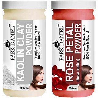                       PARK DANIEL Pure & Natural Kaolin Powder & Rose Petal Powder Combo Pack of 2 Bottles of 100 gm (200 gm ) (200 ml)                                              