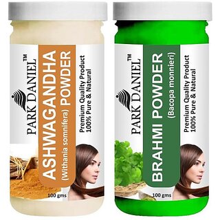                       PARK DANIEL Premium Ashwagandha Powder & Brahmi Powder Combo Pack of 2 Jars of 100 gms(200 gms) (200 g)                                              