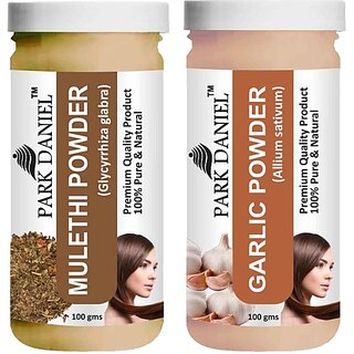                       PARK DANIEL Pure & Natural Mulethi Powder & Garlic Powder Combo Pack of 2 Bottles of 100 gm (200 gm ) (200 ml)                                              