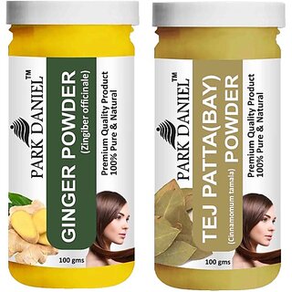                       PARK DANIEL Pure & Natural Ginger Powder & Tej Patta(Bay) Powder Combo Pack of 2 Bottles of 100 gm (200 gm ) (200 ml)                                              