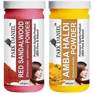                       PARK DANIEL Premium Red Sandalwood Powder & Amba Haldi Powder Combo Pack of 2 Jars of 100 gms(200 gms) (200 g)                                              