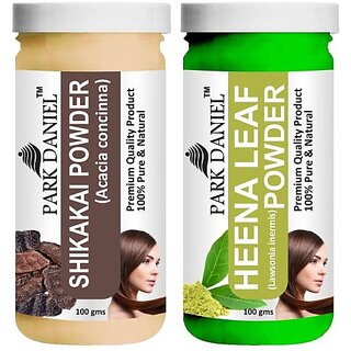                       PARK DANIEL Pure & Natural Shikakai Powder & Heena Leaf Powder Combo Pack of 2 Bottles of 100 gm (200 gm ) (200 ml)                                              