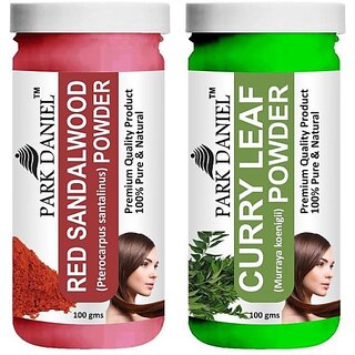 PARK DANIEL Premium Red Sandalwood Powder & Curry Leaf Powder Combo Pack of 2 Jars of 100 gms(200 gms) (200 g) PARK DANIEL Premium Red Sandalwood Powder & Curry Leaf Powder Combo Pack of 2 Jars of 100 gms(200 gms) (200 g)