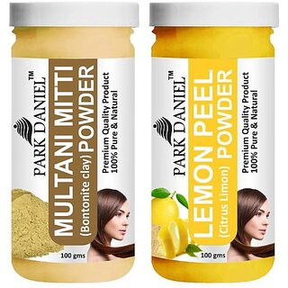                       PARK DANIEL Pure & Natural Multani Mitti Powder & Lemon Peel Powder Combo Pack of 2 Bottles of 100 gm (200 gm ) (200 ml)                                              