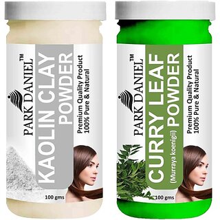                       PARK DANIEL Pure & Natural Kaolin Powder & Curry Leaf Powder Combo Pack of 2 Bottles of 100 gm (200 gm ) (200 ml)                                              