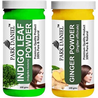 PARK DANIEL Pure & Natural Indigo Leaf Powder & Ginger Powder Combo Pack of 2 Bottles of 100 gm (200 gm ) (200 ml) PARK DANIEL Pure & Natural Indigo Leaf Powder & Ginger Powder Combo Pack of 2 Bottles of 100 gm (200 gm ) (200 ml)