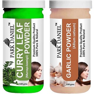                       PARK DANIEL Pure & Natural Curry Leaf Powder & Garlic Powder Combo Pack of 2 Bottles of 100 gm (200 gm ) (200 ml)                                              