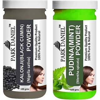                       PARK DANIEL Pure & Natural Kalonji Powder & Pudina(Mint)Powder Combo Pack of 2 Bottles of 100 gm (200 gm ) (200 ml)                                              