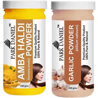                       PARK DANIEL Pure & Natural Amba Haldi Powder & Garlic Powder Combo Pack of 2 Bottles of 100 gm (200 gm ) (200 g)                                              