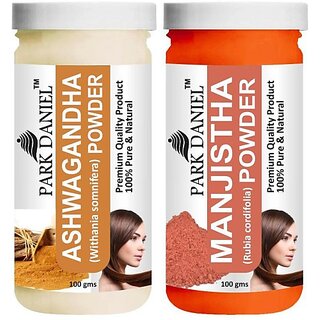 PARK DANIEL Premium Ashwagandha Powder & Manjistha Leaf Powder Combo Pack of 2 Jars of 100 gms(200 gms) (200 g)