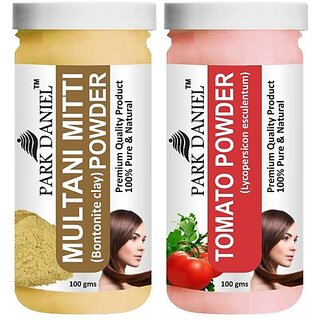                       PARK DANIEL Pure & Natural Multani Mitti Powder & Tomato Powder Combo Pack of 2 Bottles of 100 gm (200 gm ) (200 ml)                                              