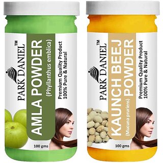                       PARK DANIEL Pure & Natural Amla Powder & Kaunch Beej Powder Combo Pack of 2 Bottles of 100 gm (200 gm ) (200 g)                                              