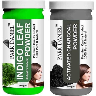 PARK DANIEL Pure & Natural Indigo Leaf Powder & Activated Charcoal Powder Combo Pack of 2 Bottles of 100 gm (200 gm ) (200 ml) PARK DANIEL Pure & Natural Indigo Leaf Powder & Activated Charcoal Powder Combo Pack of 2 Bottles of 100 gm (200 gm ) (200 ml)