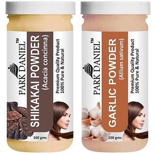                       PARK DANIEL Pure & Natural Shikakai Powder & Garlic Powder Combo Pack of 2 Bottles of 100 gm (200 gm ) (200 ml)                                              