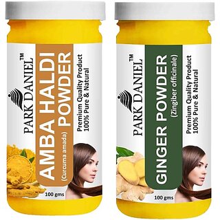 PARK DANIEL Pure & Natural Amba Haldi Powder & Ginger Powder Combo Pack of 2 Bottles of 100 gm (200 gm ) (200 g) PARK DANIEL Pure & Natural Amba Haldi Powder & Ginger Powder Combo Pack of 2 Bottles of 100 gm (200 gm ) (200 g)