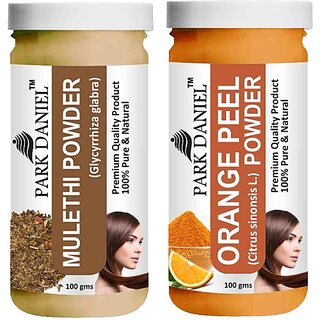                       PARK DANIEL Pure & Natural Mulethi Powder & Orange Peel Powder Combo Pack of 2 Bottles of 100 gm (200 gm ) (200 ml)                                              