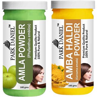                       PARK DANIEL Pure & Natural Amla Powder & Amba Haldi Powder Combo Pack of 2 Bottles of 100 gm (200 gm ) (200 g)                                              