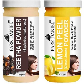 PARK DANIEL Pure & Natural Reetha Powder & Lemon Peel Powder Combo Pack of 2 Bottles of 100 gm (200 gm ) (200 ml) PARK DANIEL Pure & Natural Reetha Powder & Lemon Peel Powder Combo Pack of 2 Bottles of 100 gm (200 gm ) (200 ml)