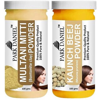 PARK DANIEL Pure & Natural Multani Mitti Powder & Kaunch Beej Powder Combo Pack of 2 Bottles of 100 gm (200 gm ) (200 ml) PARK DANIEL Pure & Natural Multani Mitti Powder & Kaunch Beej Powder Combo Pack of 2 Bottles of 100 gm (200 gm ) (200 ml)