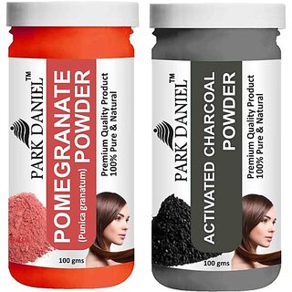                       PARK DANIEL Pure & Natural Pomegranate Powder & Activated Charcoal Powder Combo Pack of 2 Bottles of 100 gm (200 gm ) (200 ml)                                              