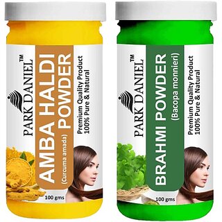 PARK DANIEL Pure & Natural Amba Haldi Powder & Brahmi Powder Combo Pack of 2 Bottles of 100 gm (200 gm ) (200 g) PARK DANIEL Pure & Natural Amba Haldi Powder & Brahmi Powder Combo Pack of 2 Bottles of 100 gm (200 gm ) (200 g)