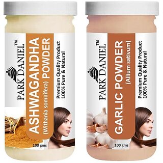 PARK DANIEL Premium Ashwagandha Powder & Garlic Powder Combo Pack of 2 Jars of 100 gms(200 gms) (200 g) PARK DANIEL Premium Ashwagandha Powder & Garlic Powder Combo Pack of 2 Jars of 100 gms(200 gms) (200 g)