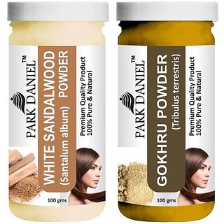 PARK DANIEL Premium White Sandalwood Powder & Gokhru Powder Combo Pack of 2 Jars of 100 gms(200 gms) (200 ml) PARK DANIEL Premium White Sandalwood Powder & Gokhru Powder Combo Pack of 2 Jars of 100 gms(200 gms) (200 ml)