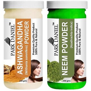 PARK DANIEL Premium Ashwagandha Powder & Neem Powder Combo Pack of 2 Jars of 100 gms(200 gms) (200 g) PARK DANIEL Premium Ashwagandha Powder & Neem Powder Combo Pack of 2 Jars of 100 gms(200 gms) (200 g)