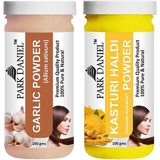                       PARK DANIEL Pure & Natural Garlic Powder & Kasturi Haldi Powder Combo Pack of 2 Bottles of 100 gm (200 gm ) (200 ml)                                              