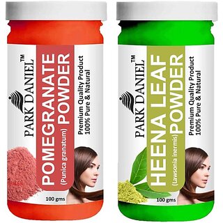                       PARK DANIEL Pure & Natural Pomegranate Powder & Heena Leaf Powder Combo Pack of 2 Bottles of 100 gm (200 gm ) (200 ml)                                              