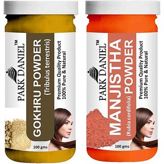                       PARK DANIEL Pure & Natural Gokhru Powder & Manjistha Leaf Powder Combo Pack of 2 Bottles of 100 gm (200 gm ) (200 ml)                                              