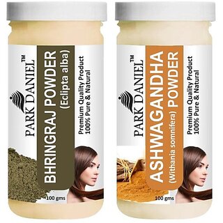                       PARK DANIEL Pure & Natural Bhringraj Powder & Ashwagandha Powder Combo Pack (200 ml)                                              