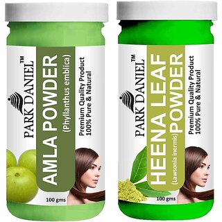                       PARK DANIEL Pure & Natural Amla Powder & Heena Leaf Powder Combo Pack of 2 Bottles of 100 gm (200 gm ) (200 g)                                              