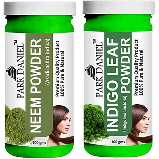 PARK DANIEL Pure & Natural Neem Powder & Indigo Leaf Powder Combo Pack of 2 Bottles of 100 gm (200 gm ) (200 ml) PARK DANIEL Pure & Natural Neem Powder & Indigo Leaf Powder Combo Pack of 2 Bottles of 100 gm (200 gm ) (200 ml)