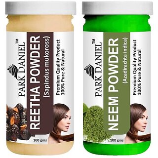                       PARK DANIEL Pure & Natural Reetha Powder & Neem Powder Combo Pack of 2 Bottles of 100 gm (200 gm ) (200 ml)                                              