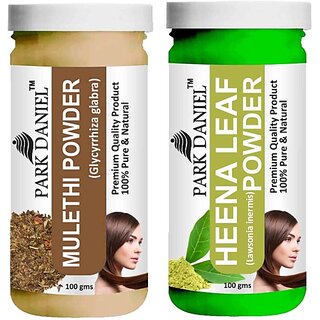 PARK DANIEL Pure & Natural Mulethi Powder & Heena Leaf Powder Combo Pack of 2 Bottles of 100 gm (200 gm ) (200 ml) PARK DANIEL Pure & Natural Mulethi Powder & Heena Leaf Powder Combo Pack of 2 Bottles of 100 gm (200 gm ) (200 ml)