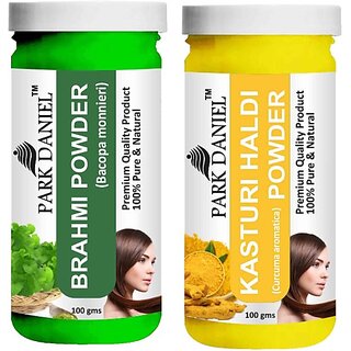                       PARK DANIEL Pure & Natural Brahmi Powder & Kasturi Haldi Powder Combo Pack of 2 Bottles of 100 gm (200 gm ) (200 ml)                                              