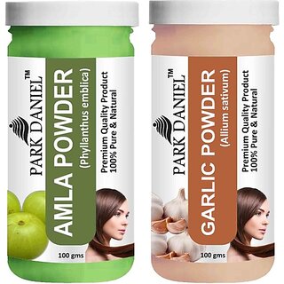                       PARK DANIEL Pure & Natural Amla Powder & Garlic Powder Combo Pack of 2 Bottles of 100 gm (200 gm ) (200 g)                                              
