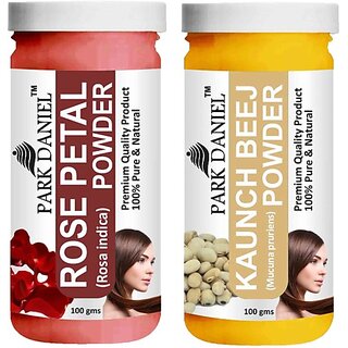 PARK DANIEL Pure & Natural Rose Petal Powder & Kaunch Beej Powder Combo Pack of 2 Bottles of 100 gm (200 gm ) (200 ml) PARK DANIEL Pure & Natural Rose Petal Powder & Kaunch Beej Powder Combo Pack of 2 Bottles of 100 gm (200 gm ) (200 ml)