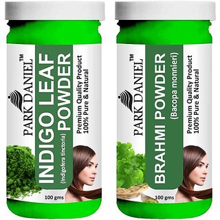                       PARK DANIEL Pure & Natural Indigo Leaf Powder & Brahmi Powder Combo Pack of 2 Bottles of 100 gm (200 gm ) (200 ml)                                              