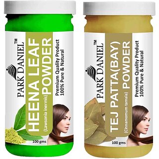 PARK DANIEL Pure & Natural Henna Leaf Powder & Tej Patta(Bay) Powder Combo Pack (200 ml) PARK DANIEL Pure & Natural Henna Leaf Powder & Tej Patta(Bay) Powder Combo Pack (200 ml)