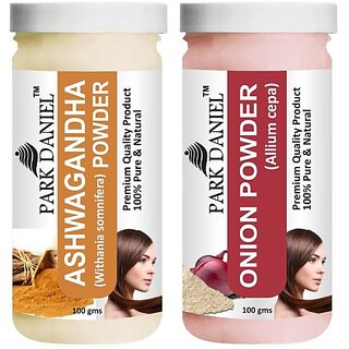                       PARK DANIEL Premium Ashwagandha Powder & Onion Powder Combo Pack of 2 Jars of 100 gms(200 gms) (200 g)                                              