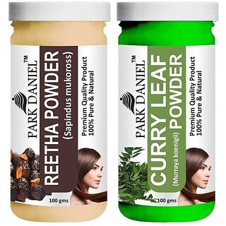 PARK DANIEL Pure & Natural Reetha Powder & Curry Leaf Powder Combo Pack of 2 Bottles of 100 gm (200 gm ) (200 ml) PARK DANIEL Pure & Natural Reetha Powder & Curry Leaf Powder Combo Pack of 2 Bottles of 100 gm (200 gm ) (200 ml)