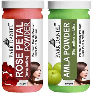                       PARK DANIEL Pure & Natural Rose Petal Powder & Amla Powder Combo Pack of 2 Bottles of 100 gm (200 gm ) (200 ml)                                              